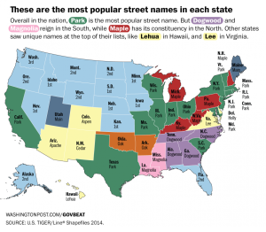 most popular street name by state