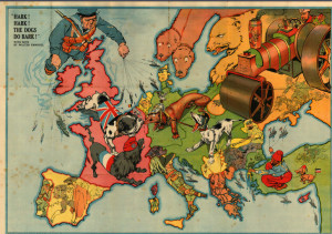 WW1 propaganda map with dogs