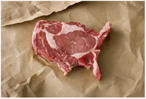 map of food US in meat