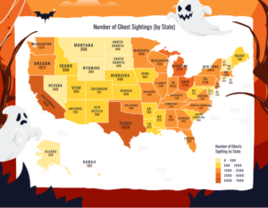 Which states report the most ghost sightings?