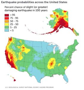 Chance of major earthquakes in the next century